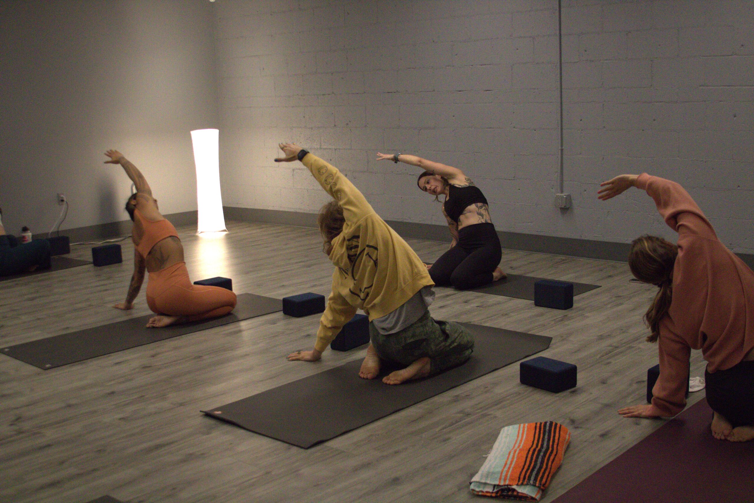 Group yoga class in studio