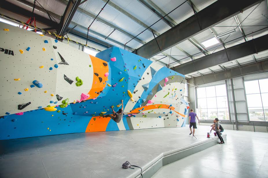 Climbers on a bouldering wall