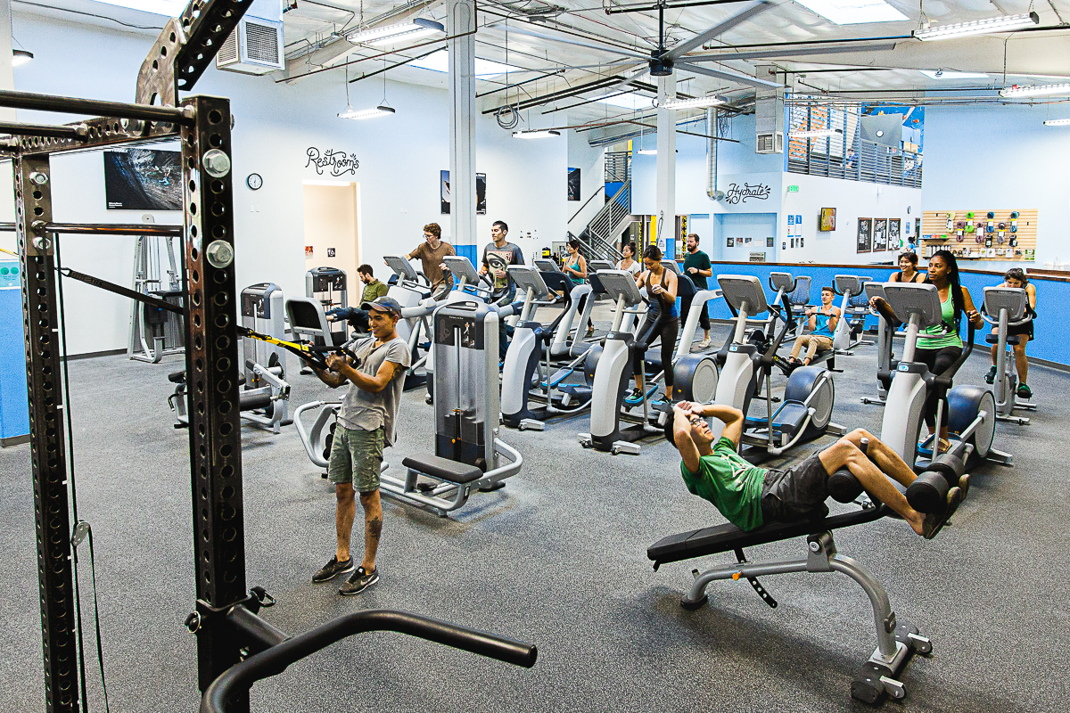 People exercising in a fitness area